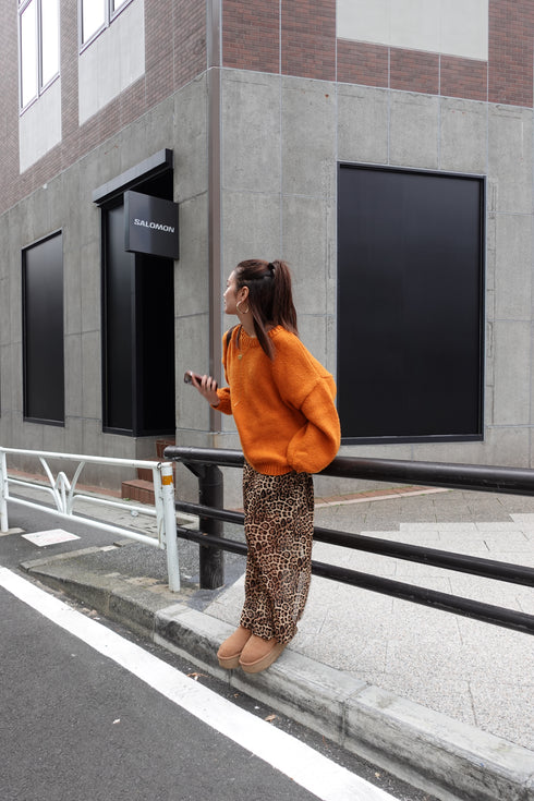 バックオープンレオパードワンピ